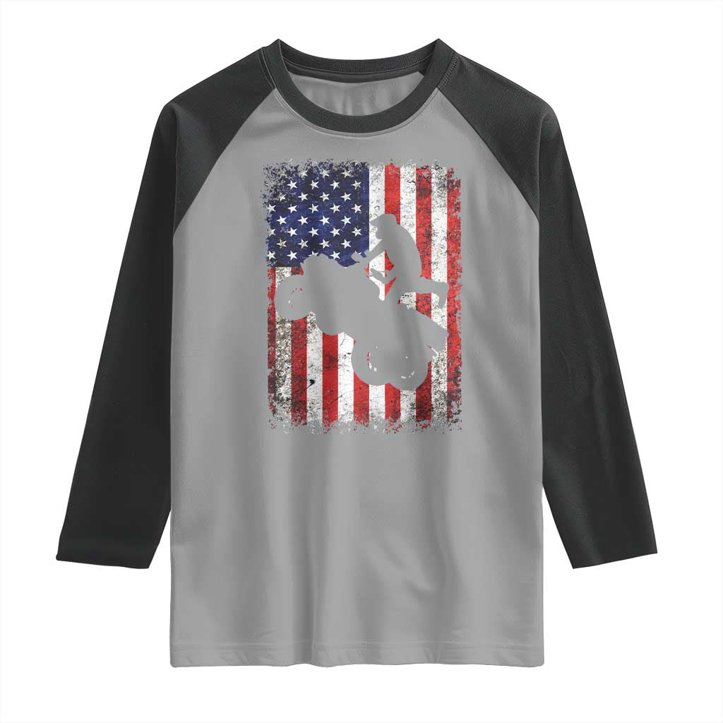 Cool ATV American Flag Raglan Shirt Retro Quad 4 Wheeler ATV Riding Quadrider Off Road - Wonder Print Shop