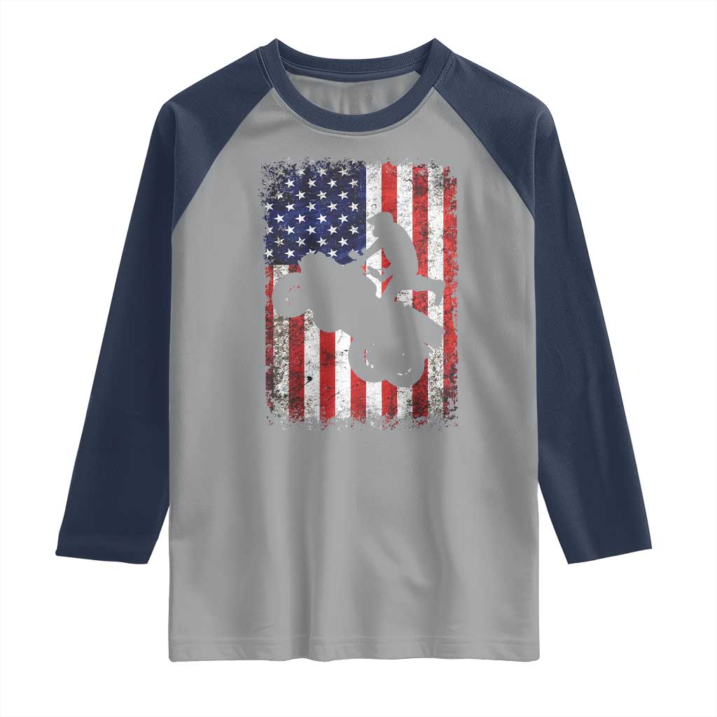 Cool ATV American Flag Raglan Shirt Retro Quad 4 Wheeler ATV Riding Quadrider Off Road - Wonder Print Shop