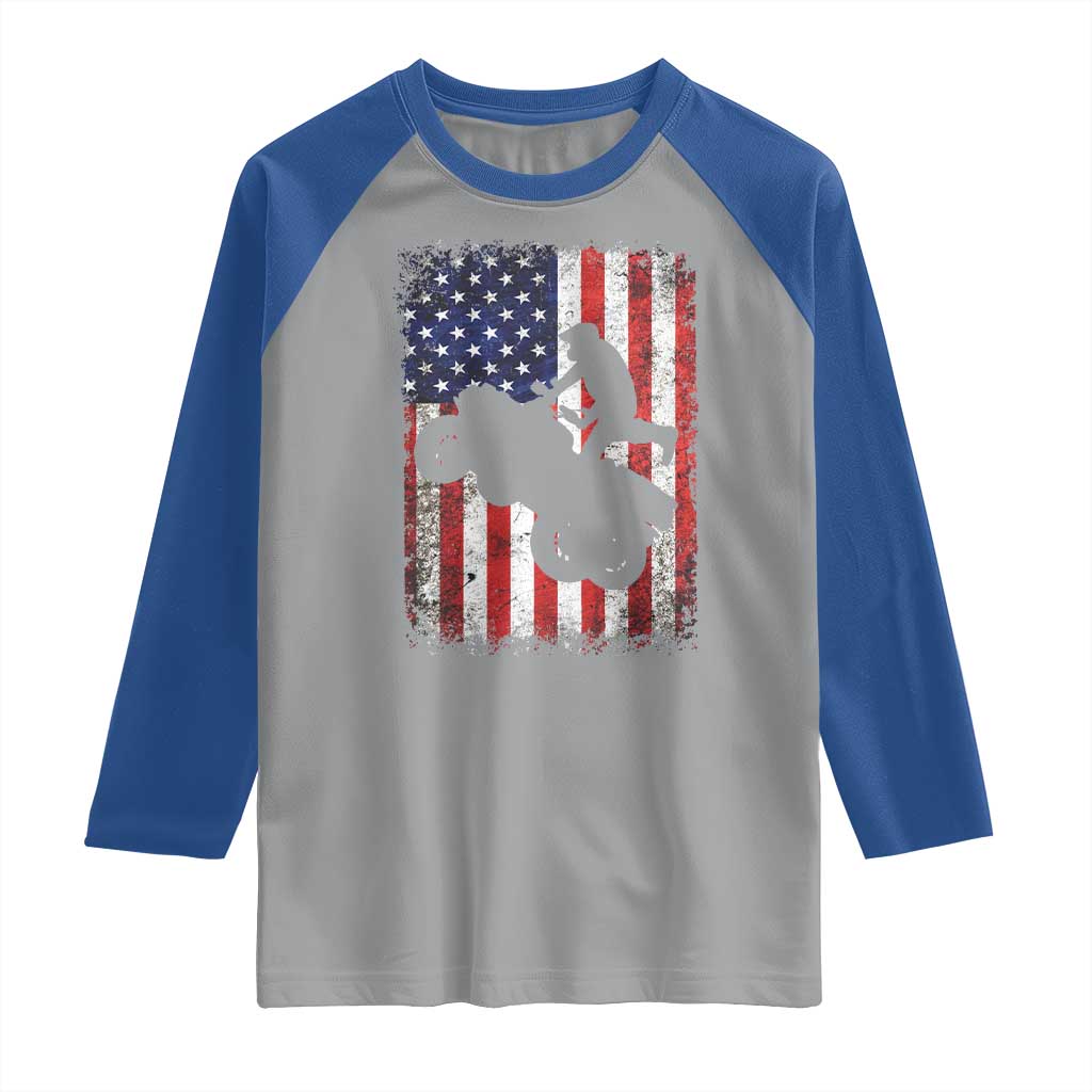 Cool ATV American Flag Raglan Shirt Retro Quad 4 Wheeler ATV Riding Quadrider Off Road - Wonder Print Shop