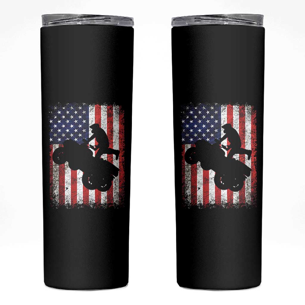 Cool ATV American Flag Skinny Tumbler Retro Quad 4 Wheeler ATV Riding Quadrider Off Road - Wonder Print Shop