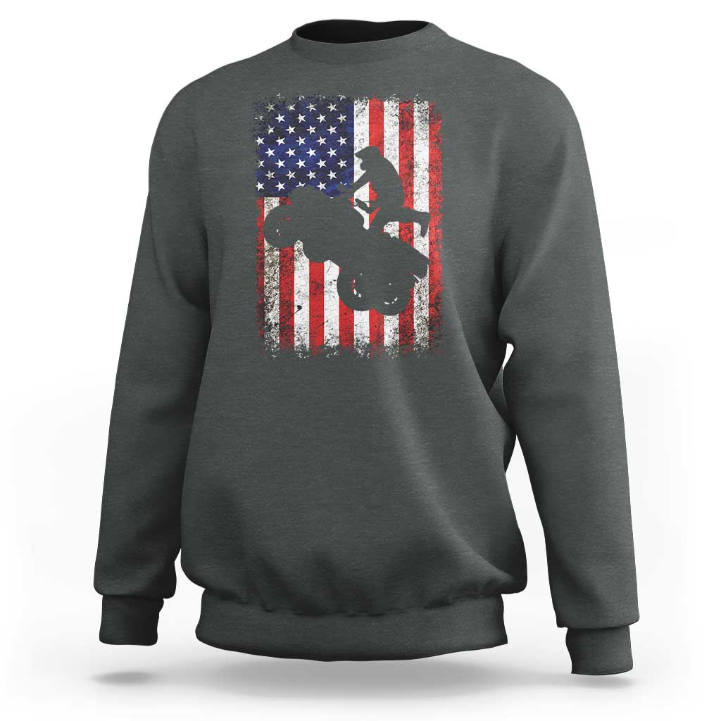 Cool ATV American Flag Sweatshirt Retro Quad 4 Wheeler ATV Riding Quadrider Off Road - Wonder Print Shop