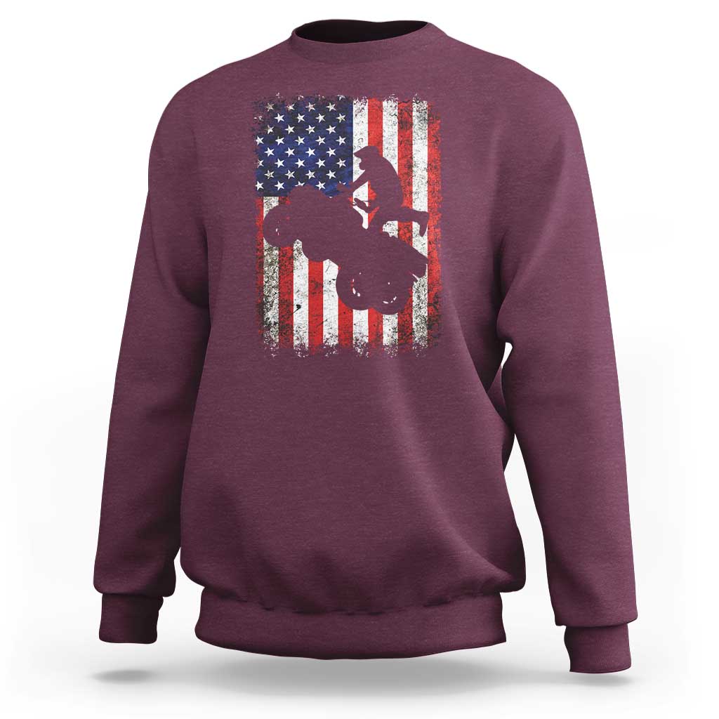 Cool ATV American Flag Sweatshirt Retro Quad 4 Wheeler ATV Riding Quadrider Off Road - Wonder Print Shop