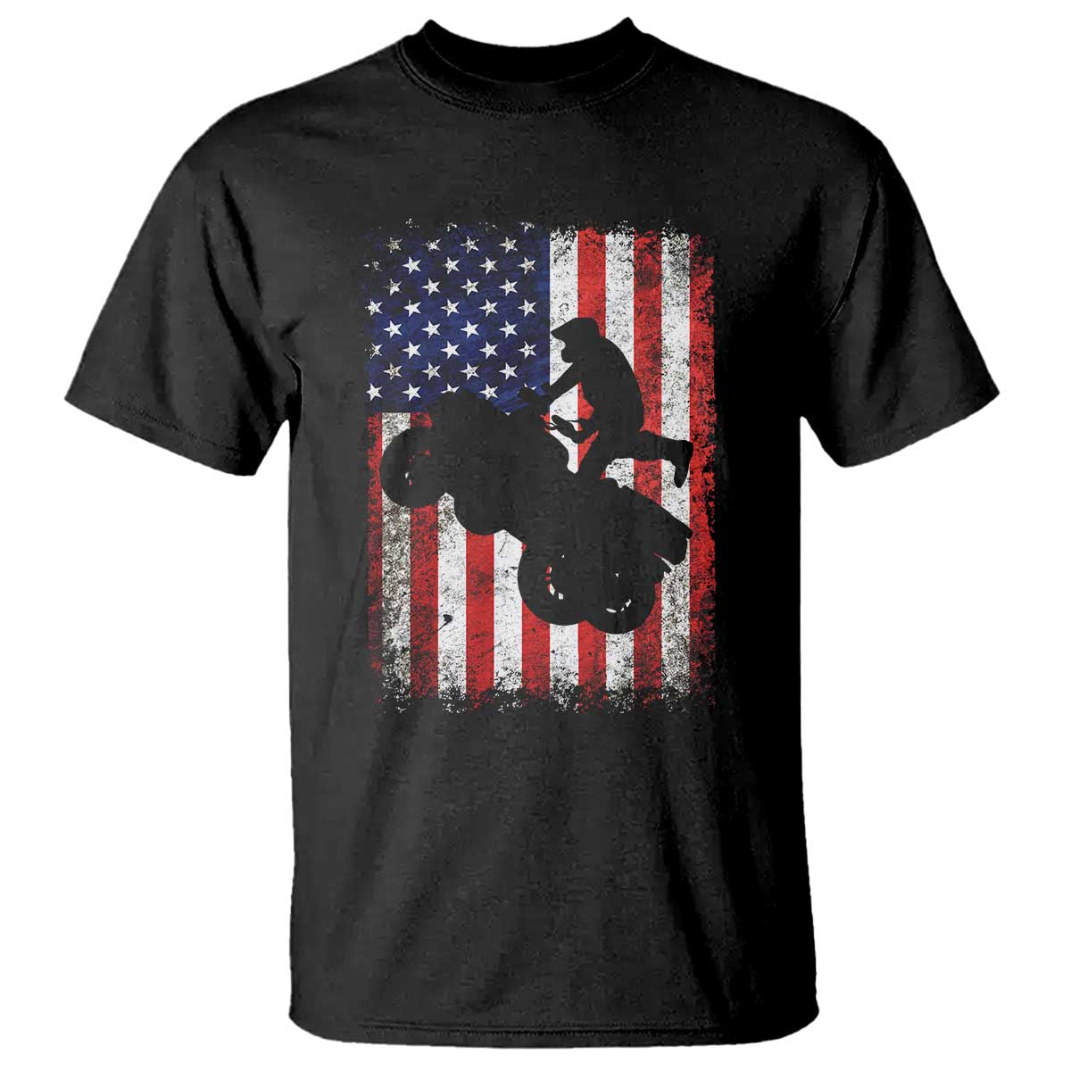 Cool ATV American Flag T Shirt Retro Quad 4 Wheeler ATV Riding Quadrider Off Road - Wonder Print Shop