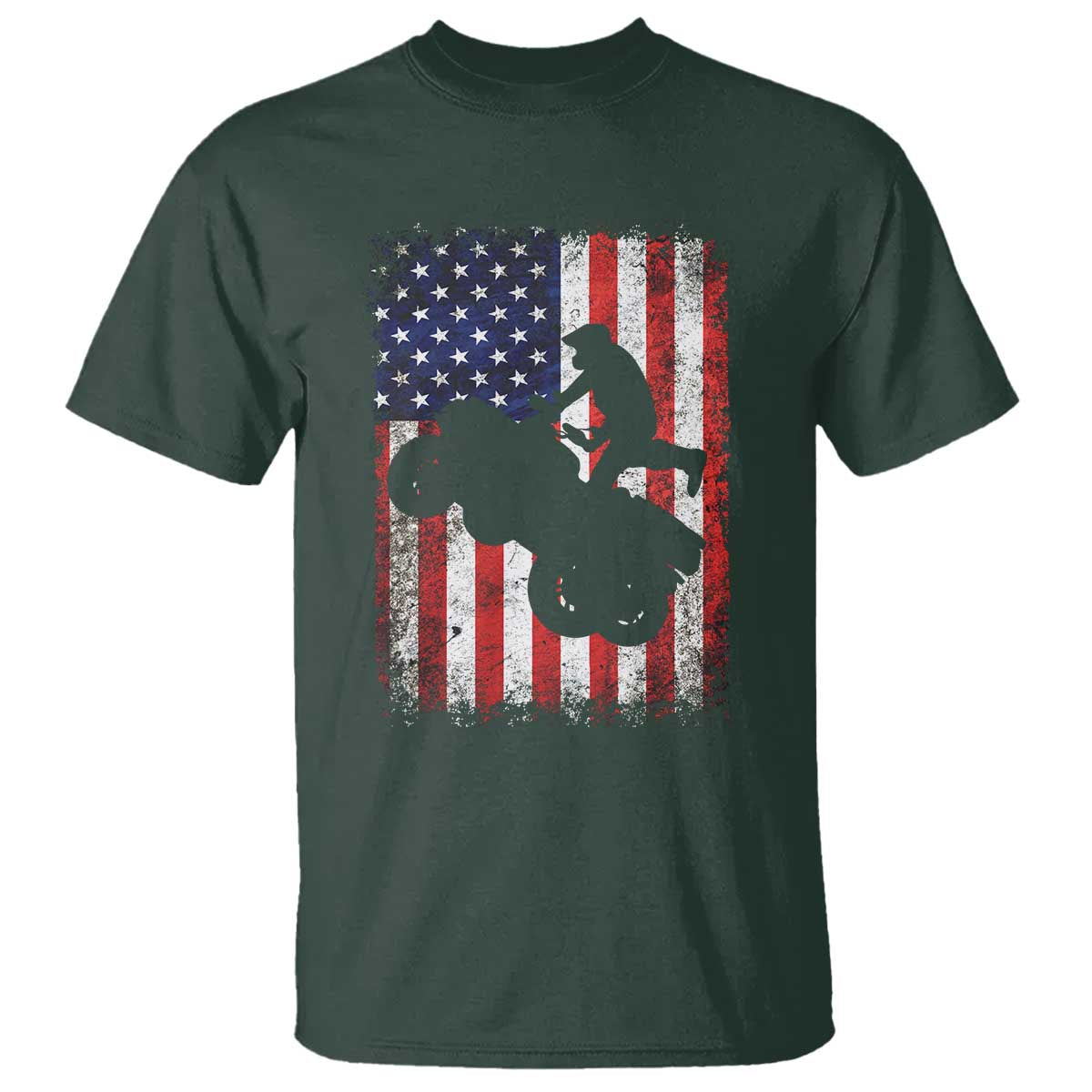 Cool ATV American Flag T Shirt Retro Quad 4 Wheeler ATV Riding Quadrider Off Road - Wonder Print Shop