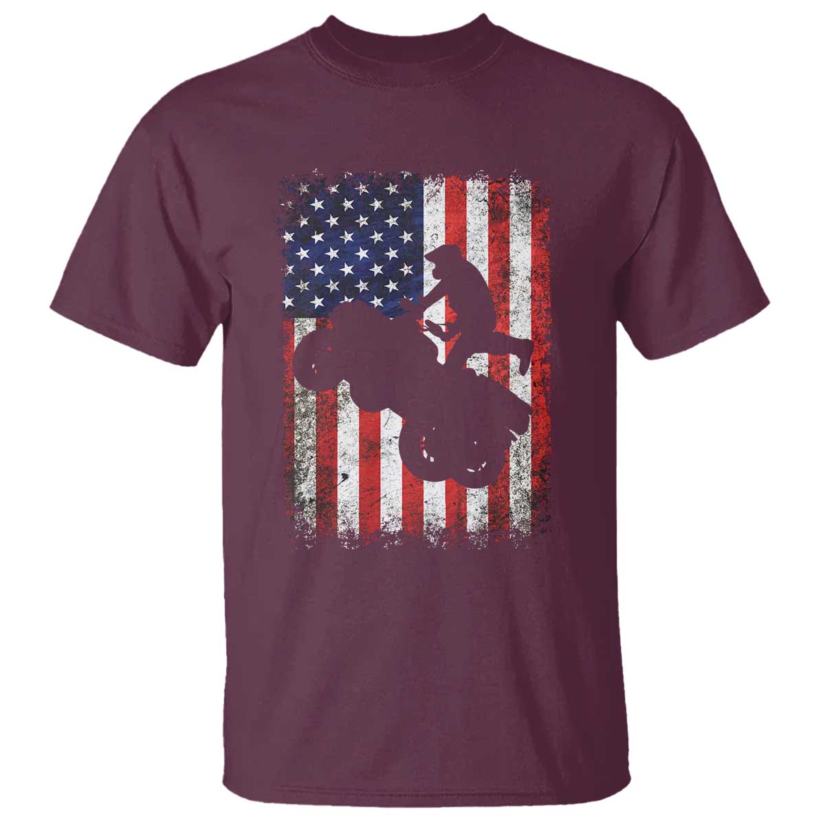 Cool ATV American Flag T Shirt Retro Quad 4 Wheeler ATV Riding Quadrider Off Road - Wonder Print Shop