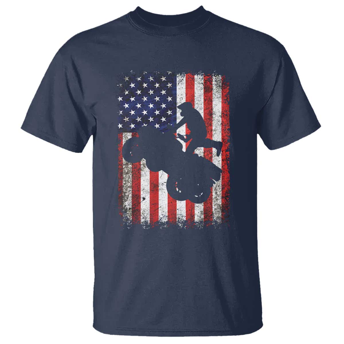 Cool ATV American Flag T Shirt Retro Quad 4 Wheeler ATV Riding Quadrider Off Road - Wonder Print Shop
