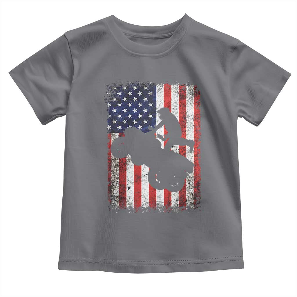 Cool ATV American Flag Toddler T Shirt Retro Quad 4 Wheeler ATV Riding Quadrider Off Road - Wonder Print Shop