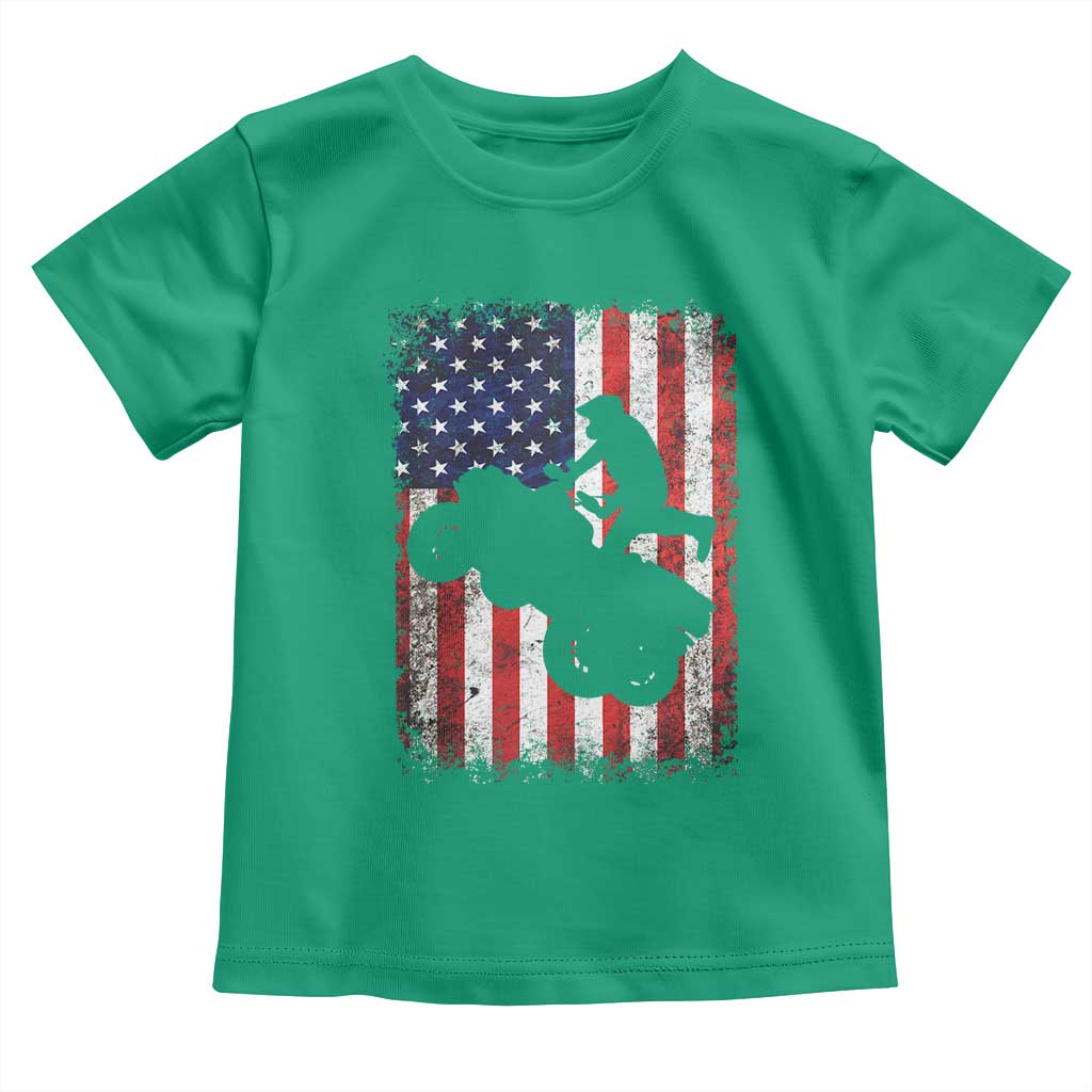 Cool ATV American Flag Toddler T Shirt Retro Quad 4 Wheeler ATV Riding Quadrider Off Road - Wonder Print Shop