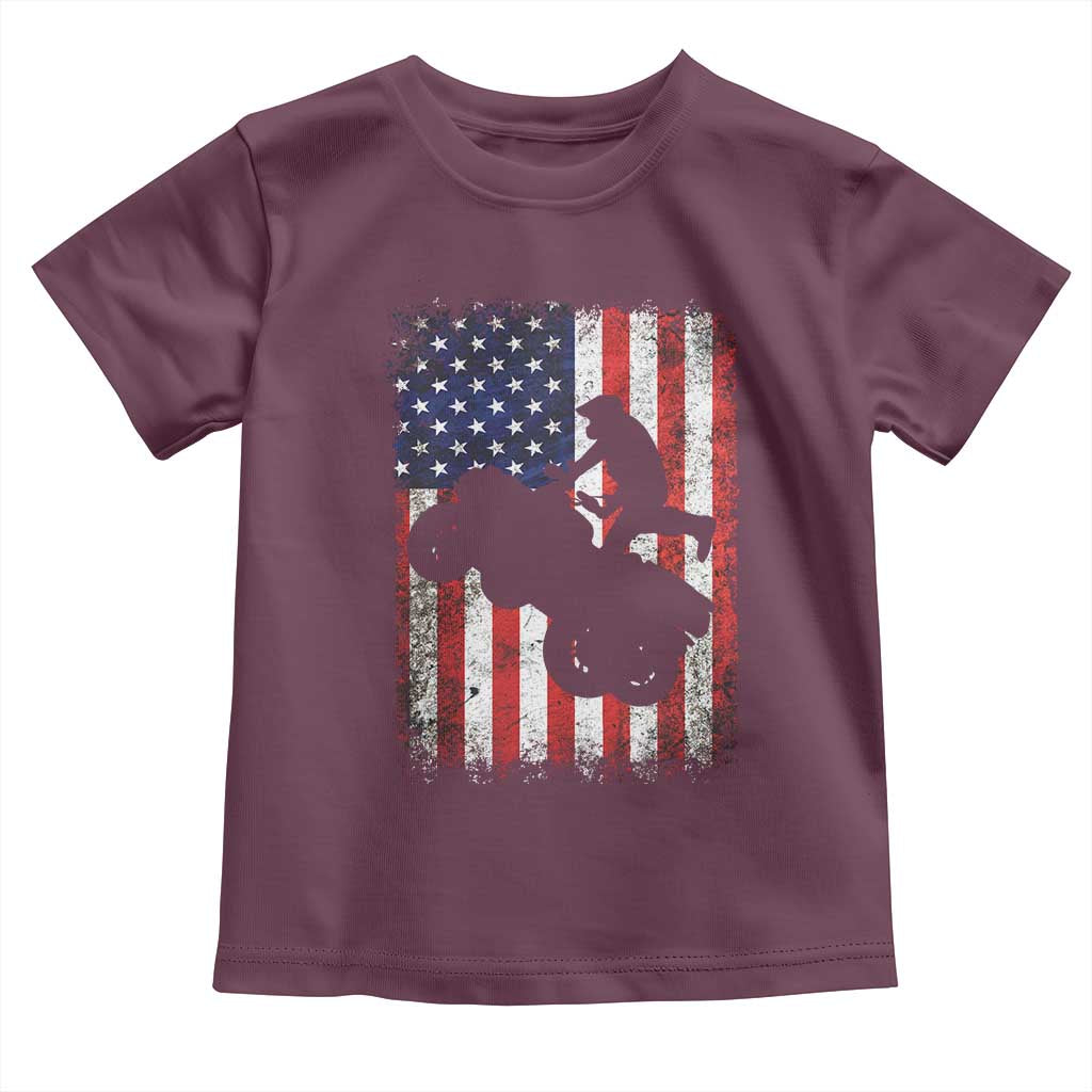 Cool ATV American Flag Toddler T Shirt Retro Quad 4 Wheeler ATV Riding Quadrider Off Road - Wonder Print Shop