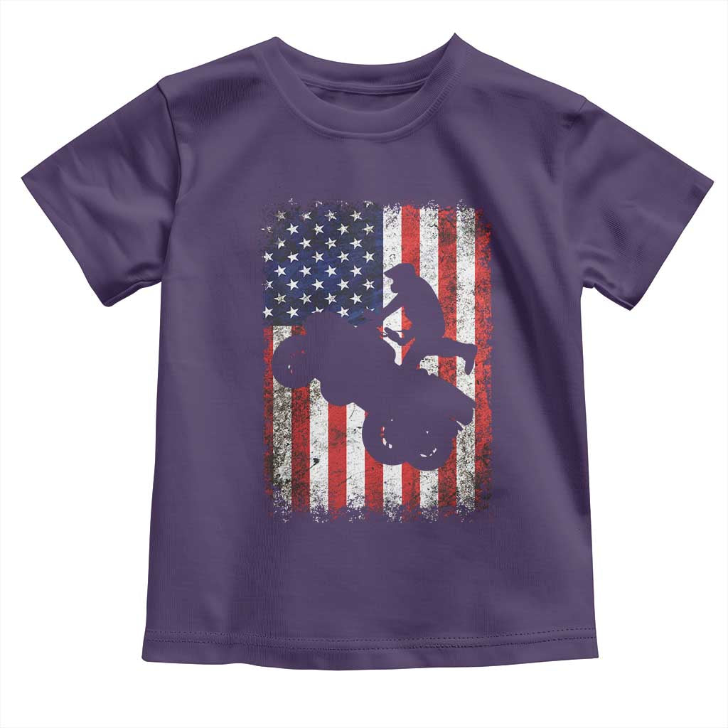 Cool ATV American Flag Toddler T Shirt Retro Quad 4 Wheeler ATV Riding Quadrider Off Road - Wonder Print Shop
