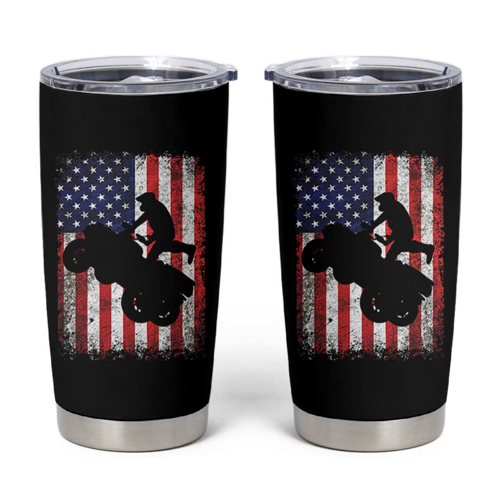 Cool ATV American Flag Tumbler Cup Retro Quad 4 Wheeler ATV Riding Quadrider Off Road - Wonder Print Shop