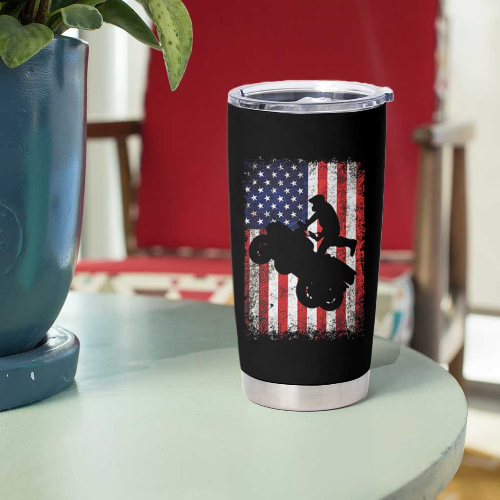 Cool ATV American Flag Tumbler Cup Retro Quad 4 Wheeler ATV Riding Quadrider Off Road - Wonder Print Shop
