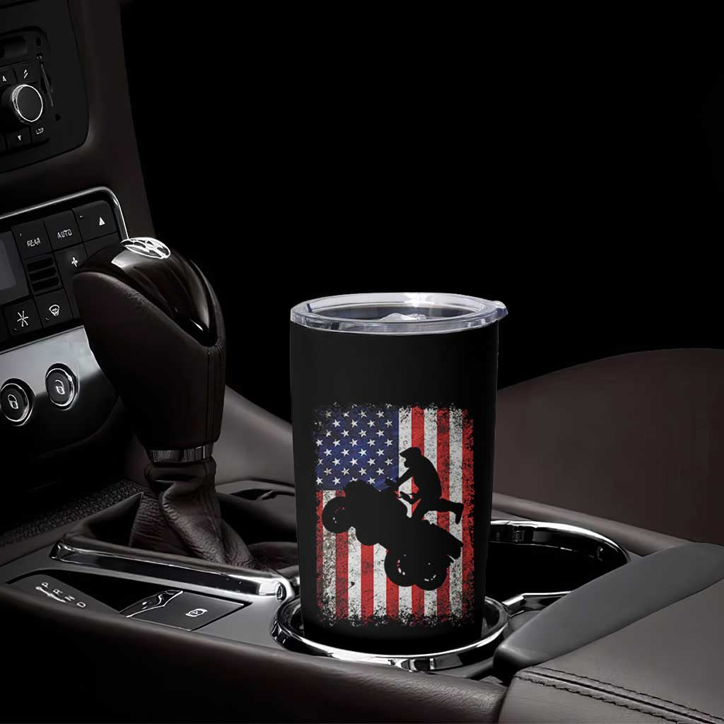 Cool ATV American Flag Tumbler Cup Retro Quad 4 Wheeler ATV Riding Quadrider Off Road - Wonder Print Shop