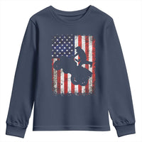Cool ATV American Flag Youth Sweatshirt Retro Quad 4 Wheeler ATV Riding Quadrider Off Road - Wonder Print Shop