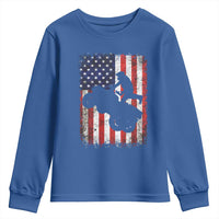 Cool ATV American Flag Youth Sweatshirt Retro Quad 4 Wheeler ATV Riding Quadrider Off Road - Wonder Print Shop