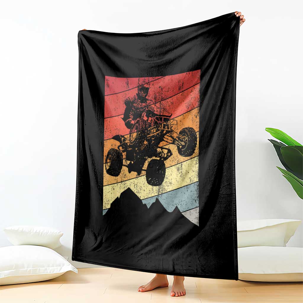 Vintage All-Terrain Vehicles Throw Blanket Retro 4 Wheeler ATV Riding Quadrider - Wonder Print Shop