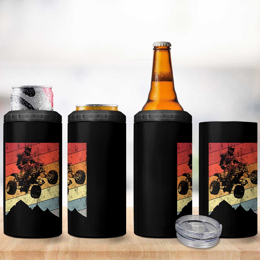 Vintage All-Terrain Vehicles 4 in 1 Can Cooler Tumbler Retro 4 Wheeler ATV Riding Quadrider - Wonder Print Shop