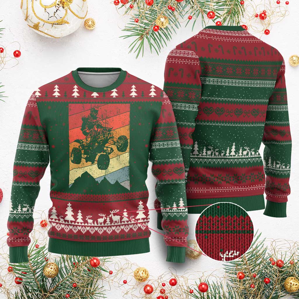 Vintage All-Terrain Vehicles Ugly Christmas Sweater Retro 4 Wheeler ATV Riding Quadrider - Wonder Print Shop