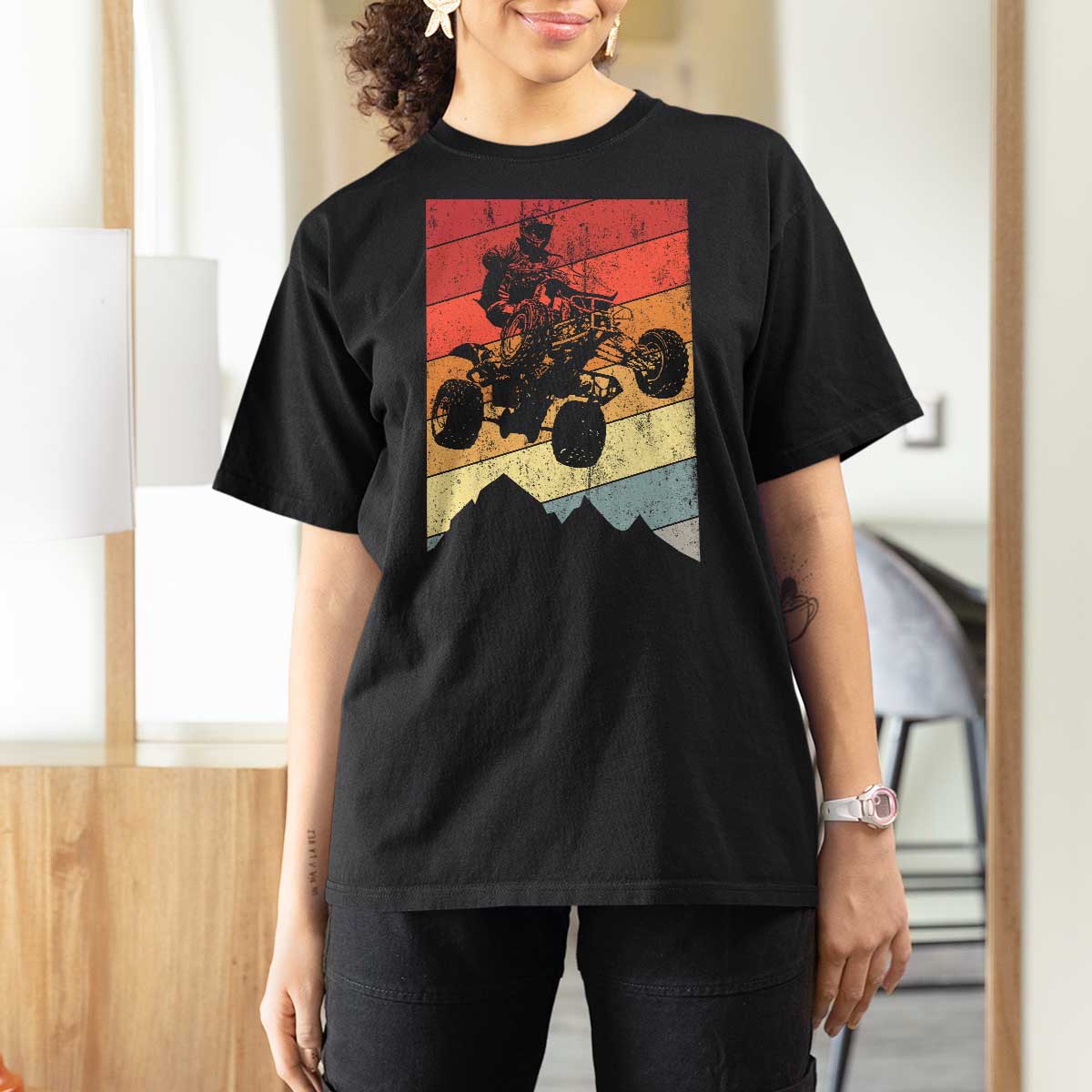 Vintage All-Terrain Vehicles T Shirt For Women Retro 4 Wheeler ATV Riding Quadrider - Wonder Print Shop