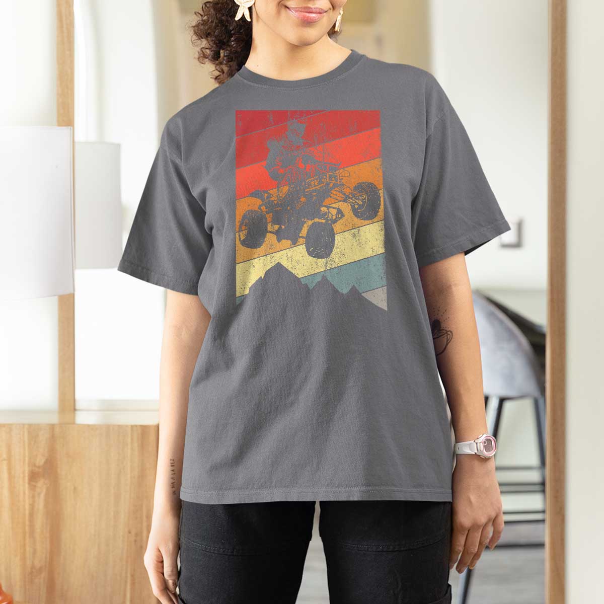 Vintage All-Terrain Vehicles T Shirt For Women Retro 4 Wheeler ATV Riding Quadrider - Wonder Print Shop
