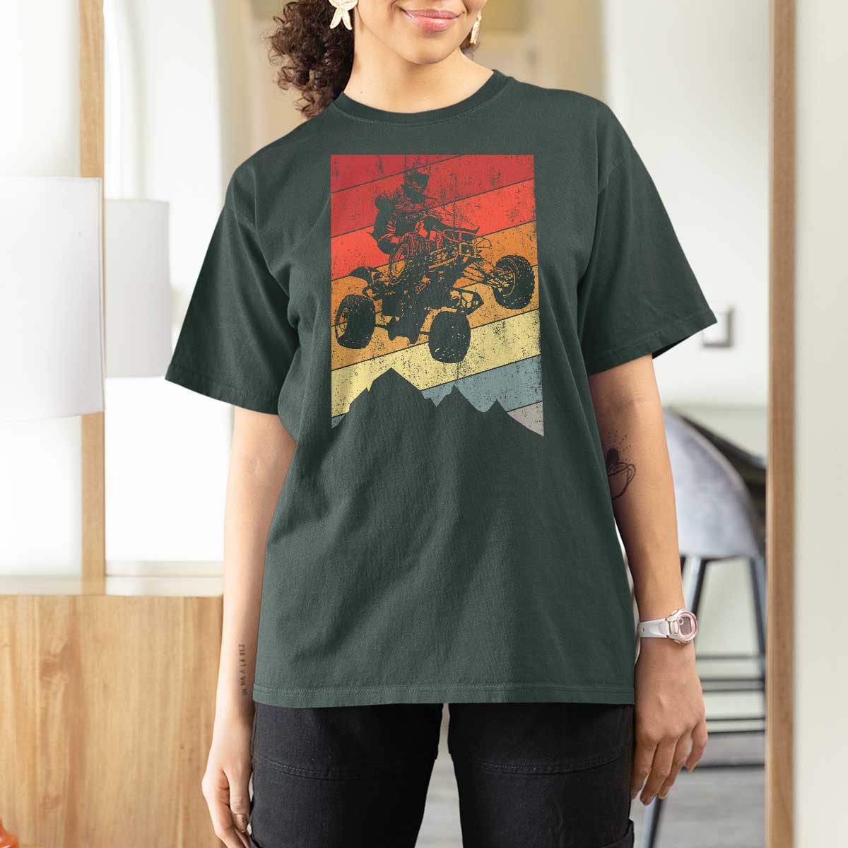 Vintage All-Terrain Vehicles T Shirt For Women Retro 4 Wheeler ATV Riding Quadrider - Wonder Print Shop