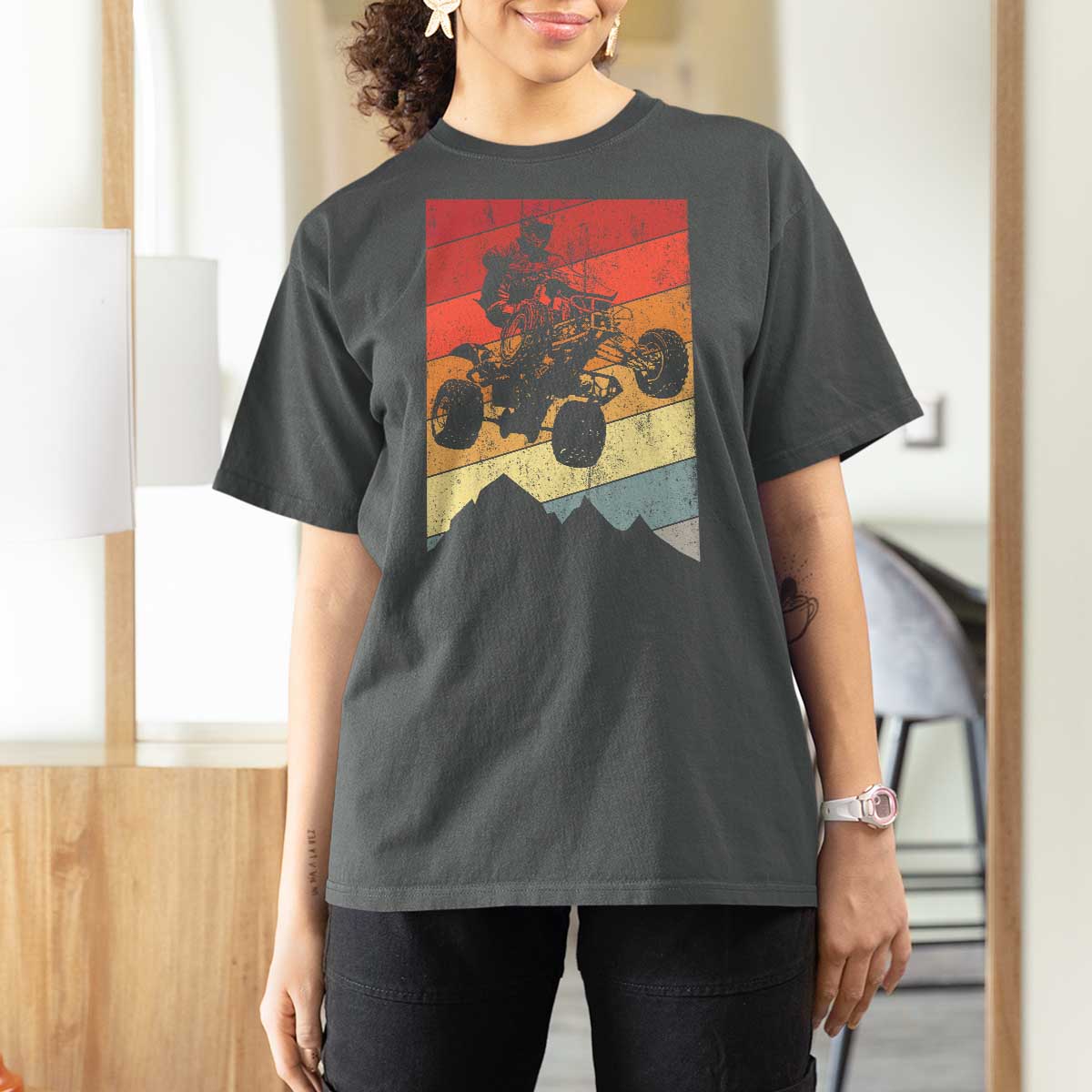 Vintage All-Terrain Vehicles T Shirt For Women Retro 4 Wheeler ATV Riding Quadrider - Wonder Print Shop