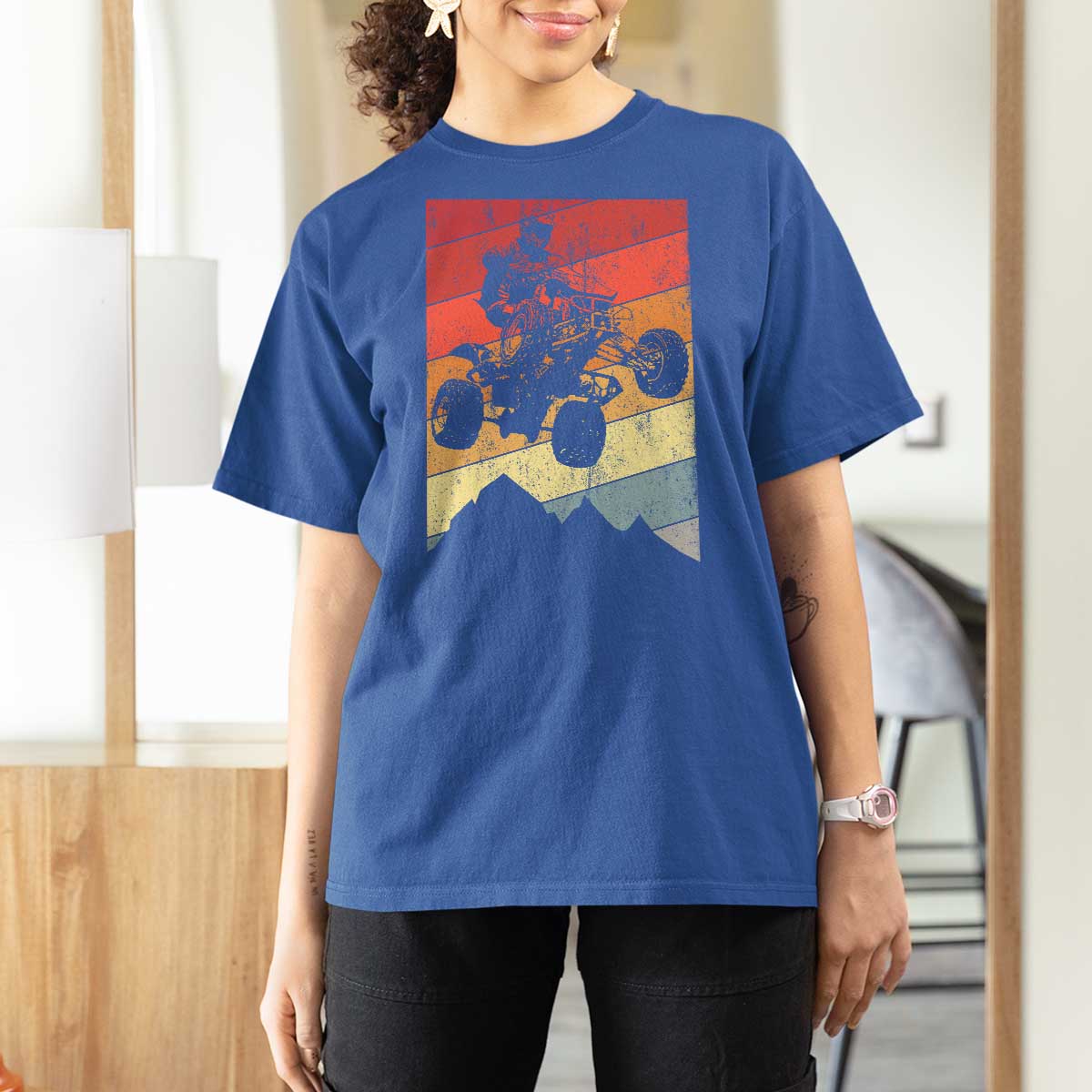 Vintage All-Terrain Vehicles T Shirt For Women Retro 4 Wheeler ATV Riding Quadrider - Wonder Print Shop