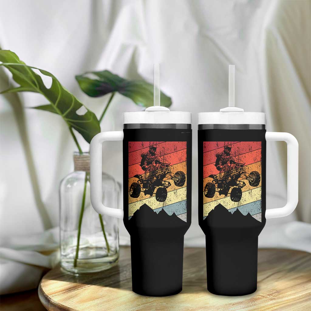 Vintage All-Terrain Vehicles Tumbler With Handle Retro 4 Wheeler ATV Riding Quadrider - Wonder Print Shop