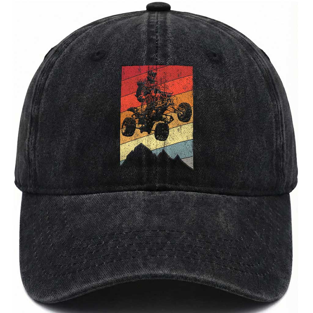 Vintage All-Terrain Vehicles Washed Cotton Baseball Cap Retro 4 Wheeler ATV Riding Quadrider