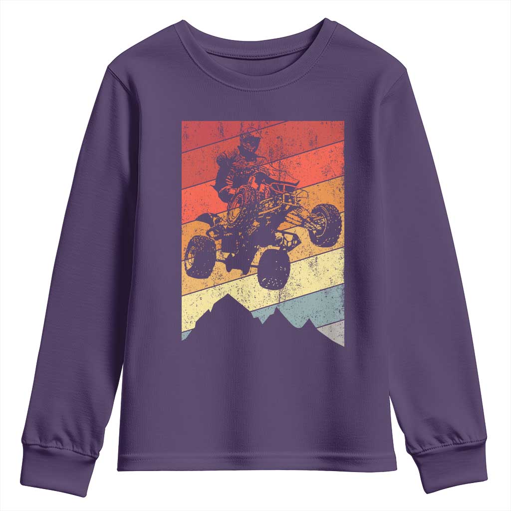 Vintage All-Terrain Vehicles Youth Sweatshirt Retro 4 Wheeler ATV Riding Quadrider - Wonder Print Shop