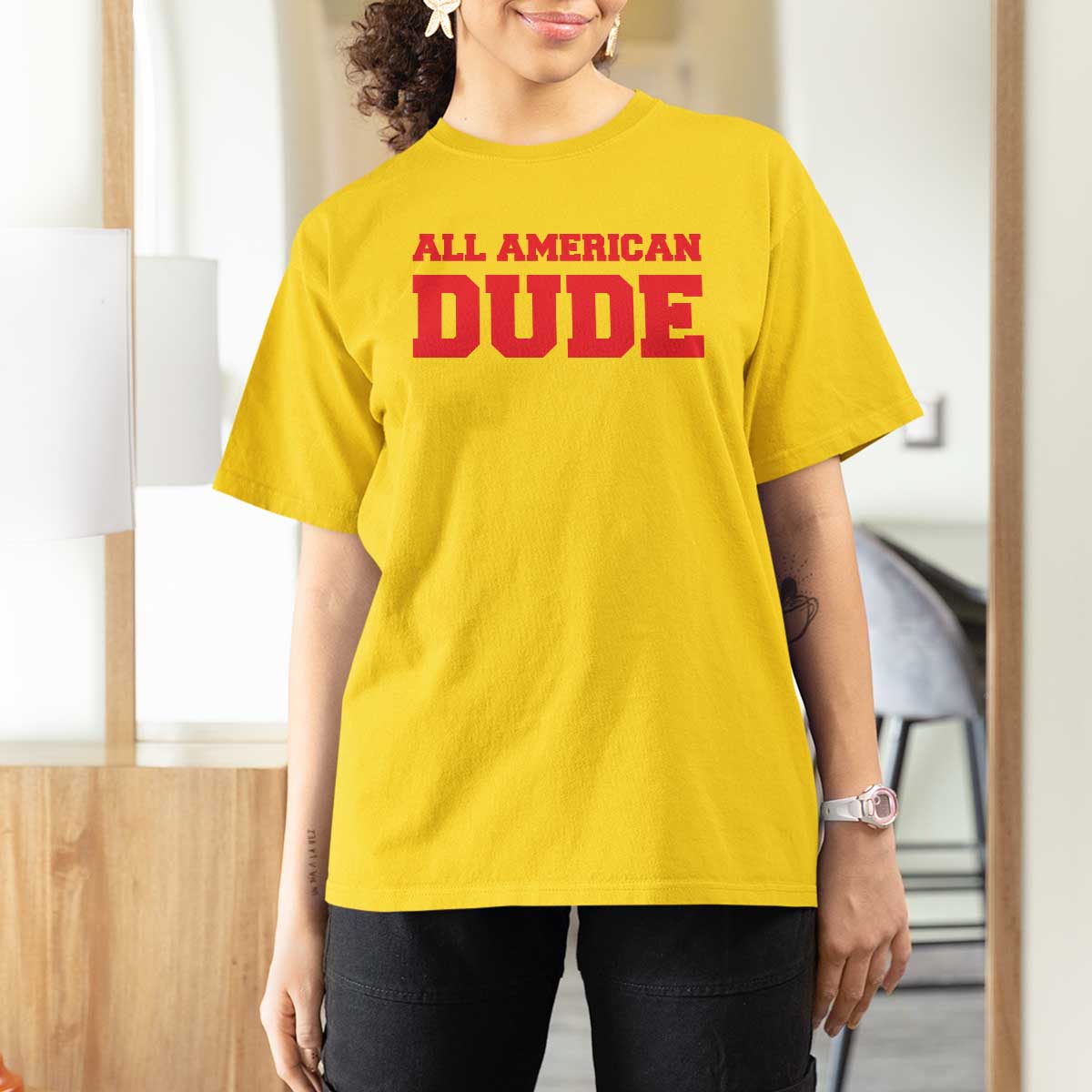 4th of July All American Dude T Shirt For Women - Wonder Print Shop