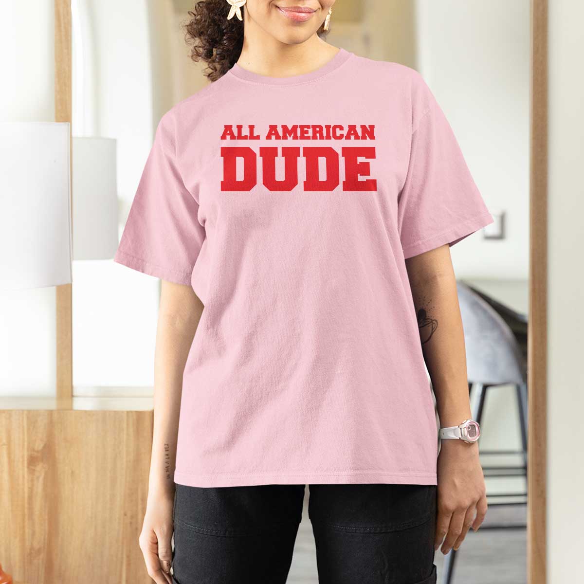 4th of July All American Dude T Shirt For Women - Wonder Print Shop