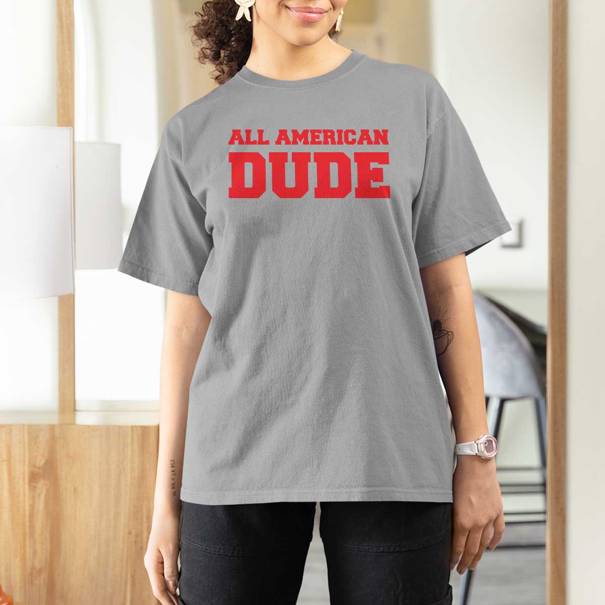 4th of July All American Dude T Shirt For Women - Wonder Print Shop
