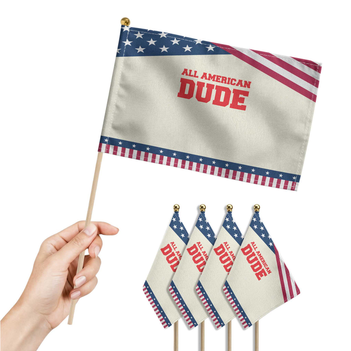 4th of July All American Dude Patriotic Handheld Flag