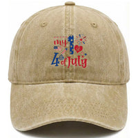 Newborn My First 4th of July Washed Cotton Baseball Cap Baby Infant Neutral Outfits Stars Stripe