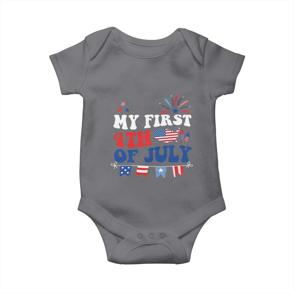 Newborn  My First 4th of July Baby Onesie Groovy Baby Infant Neutral Outfits Stars Stripe - Wonder Print Shop