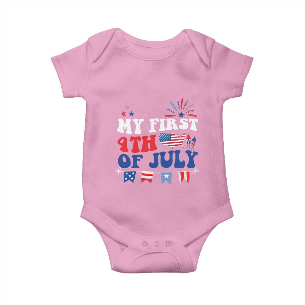 Newborn  My First 4th of July Baby Onesie Groovy Baby Infant Neutral Outfits Stars Stripe - Wonder Print Shop
