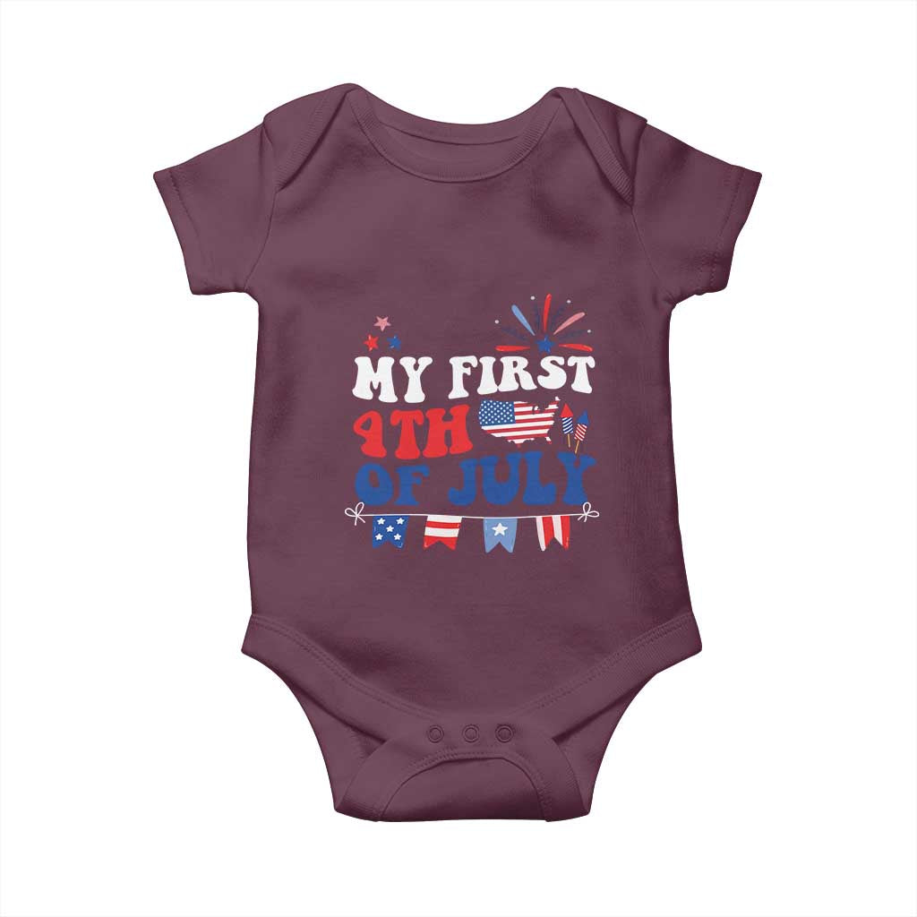 Newborn  My First 4th of July Baby Onesie Groovy Baby Infant Neutral Outfits Stars Stripe - Wonder Print Shop