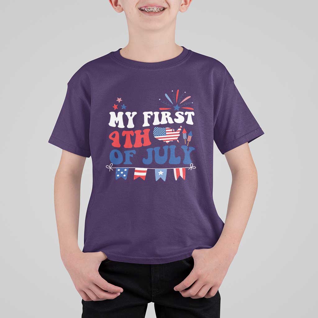 Newborn My First 4th of July T Shirt For Kid Groovy Baby Infant Neutral Outfits Stars Stripe - Wonder Print Shop