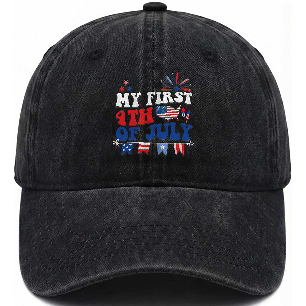 Newborn My First 4th of July Washed Cotton Baseball Cap Groovy Baby Infant Neutral Outfits Stars Stripe