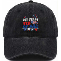 Newborn My First 4th of July Washed Cotton Baseball Cap Groovy Baby Infant Neutral Outfits Stars Stripe