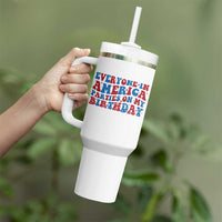 Everyone In America Parties On My Birthday Tumbler With Handle 4th Of July Birthday Party - Wonder Print Shop
