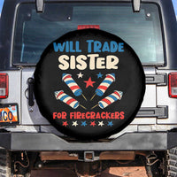 Trade Sister For Firecrackers Spare Tire Cover Funny Boys 4th Of July Kids Patriotic - Wonder Print Shop