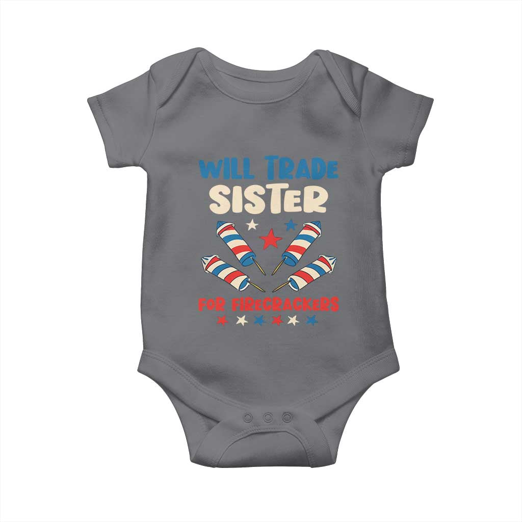 Trade Sister For Firecrackers Baby Onesie Funny Boys 4th Of July Kids Patriotic - Wonder Print Shop