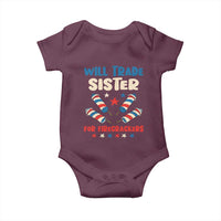 Trade Sister For Firecrackers Baby Onesie Funny Boys 4th Of July Kids Patriotic - Wonder Print Shop