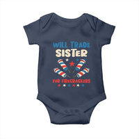 Trade Sister For Firecrackers Baby Onesie Funny Boys 4th Of July Kids Patriotic - Wonder Print Shop