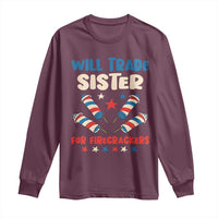 Trade Sister For Firecrackers Long Sleeve Shirt Funny Boys 4th Of July Kids Patriotic - Wonder Print Shop