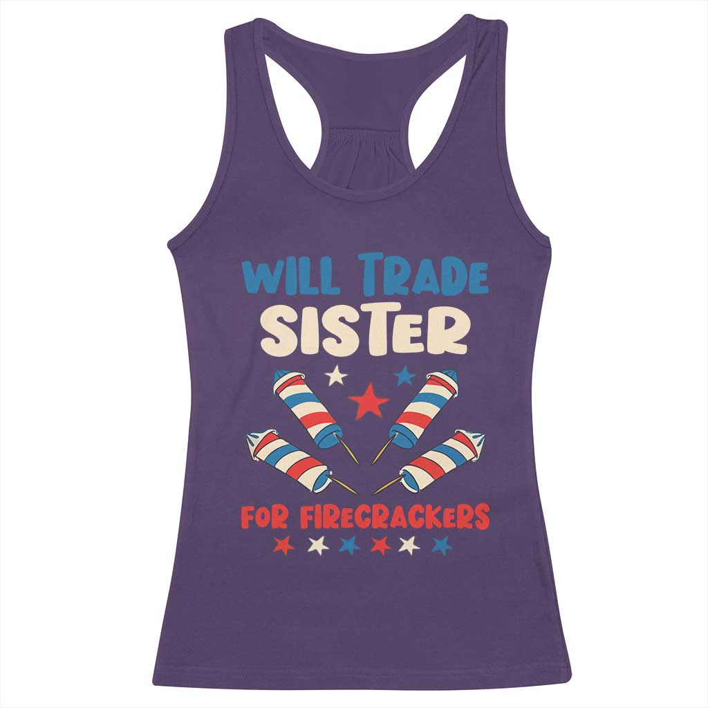 Trade Sister For Firecrackers Racerback Tank Top Funny Boys 4th Of July Kids Patriotic - Wonder Print Shop