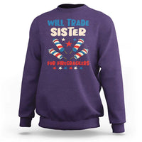 Trade Sister For Firecrackers Sweatshirt Funny Boys 4th Of July Kids Patriotic - Wonder Print Shop