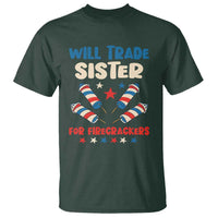 Trade Sister For Firecrackers T Shirt Funny Boys 4th Of July Kids Patriotic - Wonder Print Shop